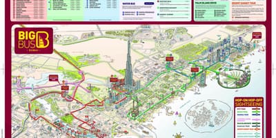 Вялікі чырвоны аўтобус Дубай карта